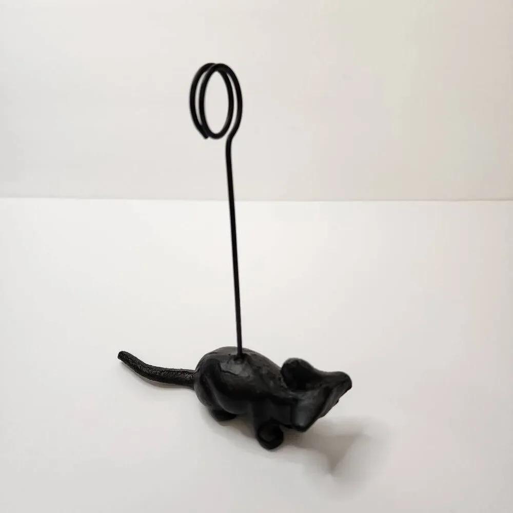 Cast Iron Rat Photo Holder New Without Tags
